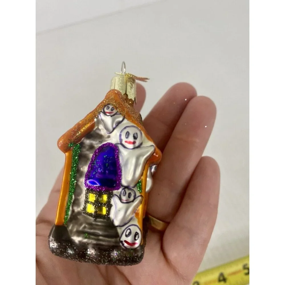Inge Halloween Haunted House Ornament Decoration Blown Glass 3”‎ Ghosts Rare